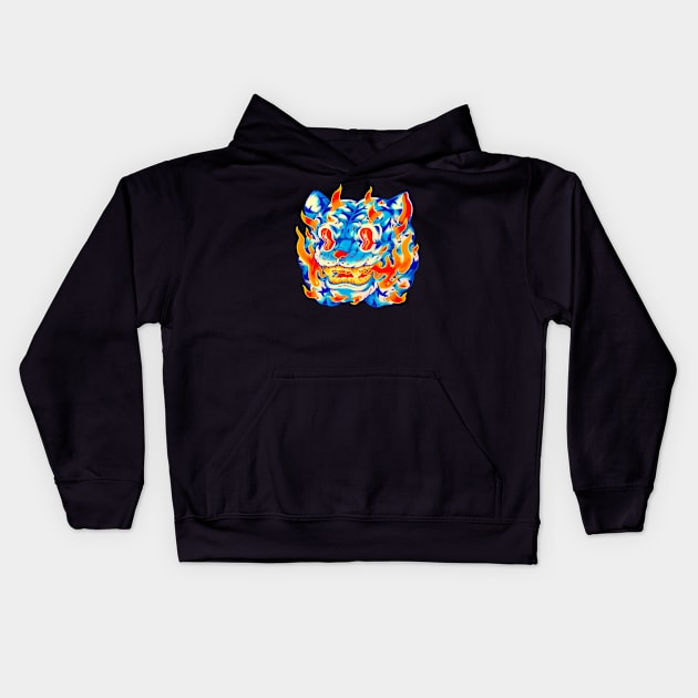 Frost Flame Tiger Kids Hoodie by Villainmazk